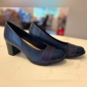 Mia Amore Navy Mixed Leather Contrast Heels